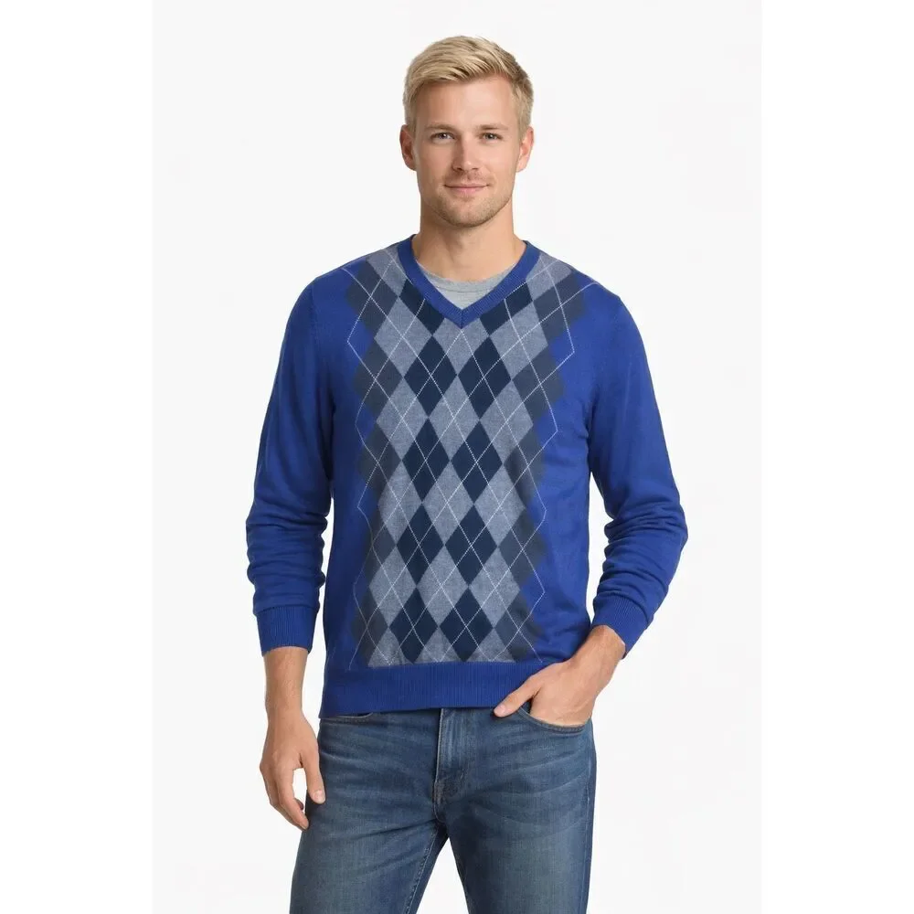 Banana Republic 100% merino wool argyle sweater XL
